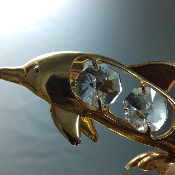 Vintage Dolphin Desk Pen Holder by Crystal Delights Austrian Crystal - Picture 4 of 6